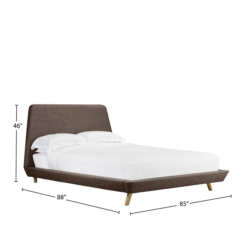 Lit plateforme en tissu d’ameublement Broughton, Caramel, Très grand