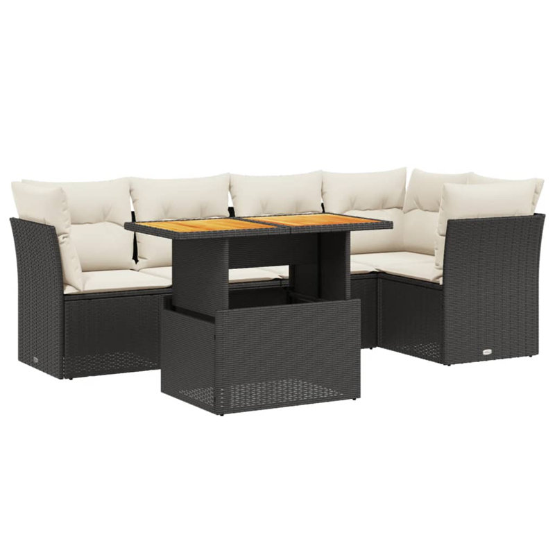 Ensemble de canapé de jardin Vidaxl noir, blanc crème