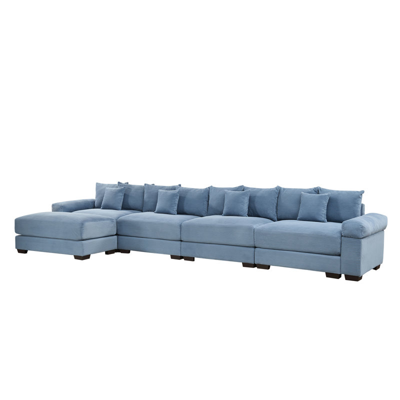 170'' Oversized Cloud Modular U-Shape Sectional Couch - Premium Corduroy Fabric With Chaise, Deep Seat, Wide Armrests & 8 Throw Pillows | Easy Assembly For Living Rooms & Studies