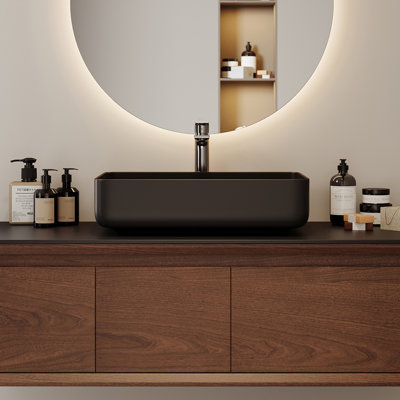 Vasque rectangulaire en céramique pour salle de bain, 50 cm (L) x 40 cm (l), lavabo à poser sur comptoir