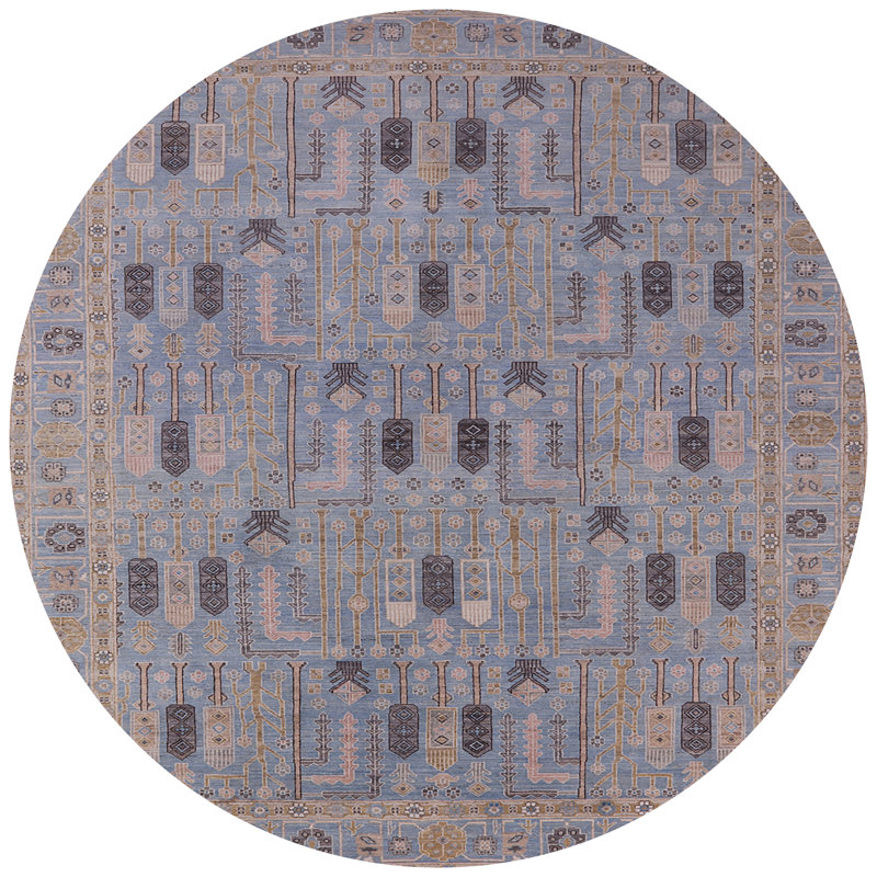 Tapis bleu clair, Rond 5 pi