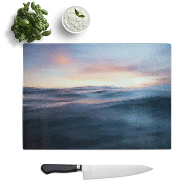 Tempered Glass Ocean Ripples Chopping Board