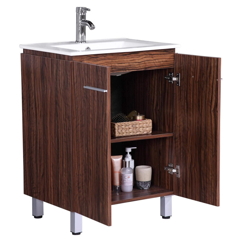 Ensemble de meuble-lavabo simple 23,5 po Jorrell, Noyer noir