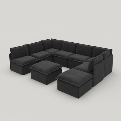 Advait 9-Piece Modular Slipcover Sectional Sofa, Free Combination Sofa with Lightweight Iron Frame & Ottoman