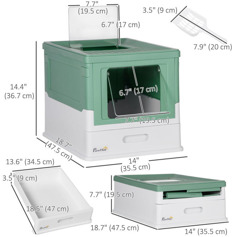 cker Murphy Pet™ Cat Litter Box, Top Entry Enclosed Kitty Litter Box With Scoop, Tray, Foldable Portable Kitten Litter Box Enclosure With Front Entry, Large Space