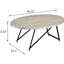 Table basse ovale avec placage en chêne gris patiné et structure en métal noir