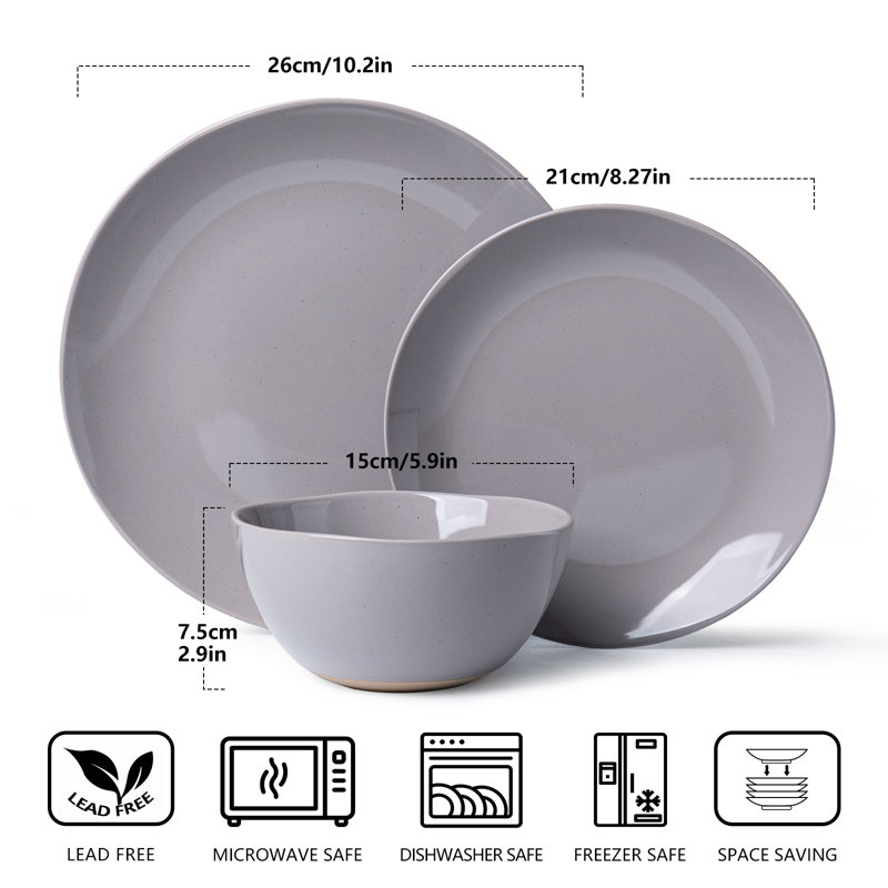  12 Piece Stoneware Dinnerware Sets, Service For 4