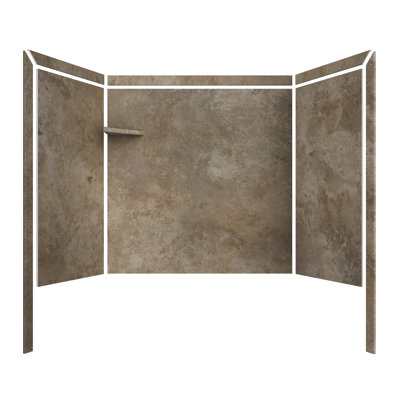 FlexStone Elite 60"W x 32"D x 60"H Alcove Bathtub Surround in Mocha Travertine