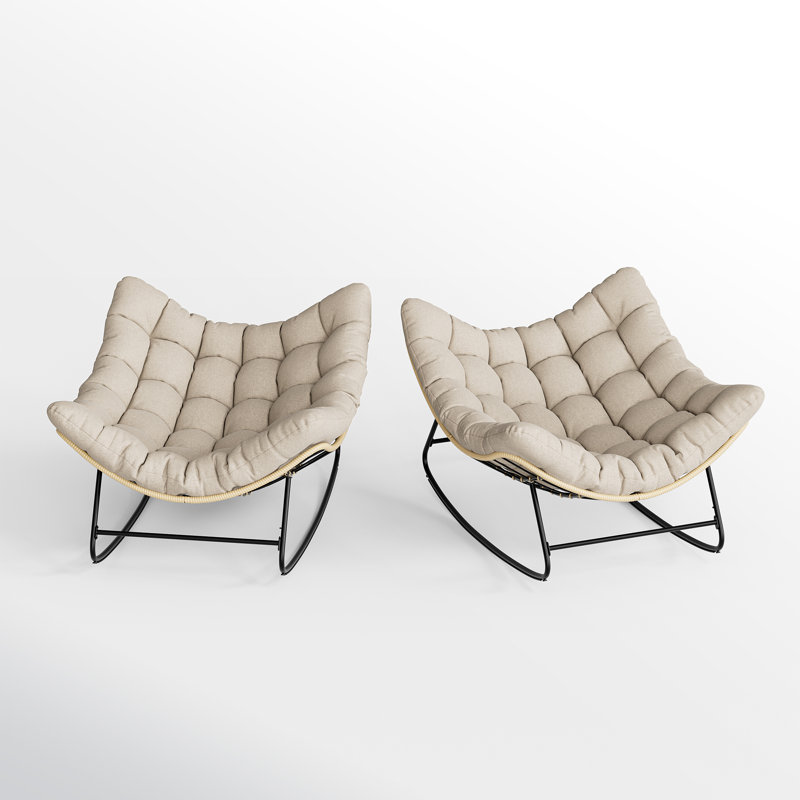 Chaise berçante rembourrée Nechuma Papson, chaise berçante royale en forme d'œuf grande taille, chaise berçante rembourrée pour l'intérieur