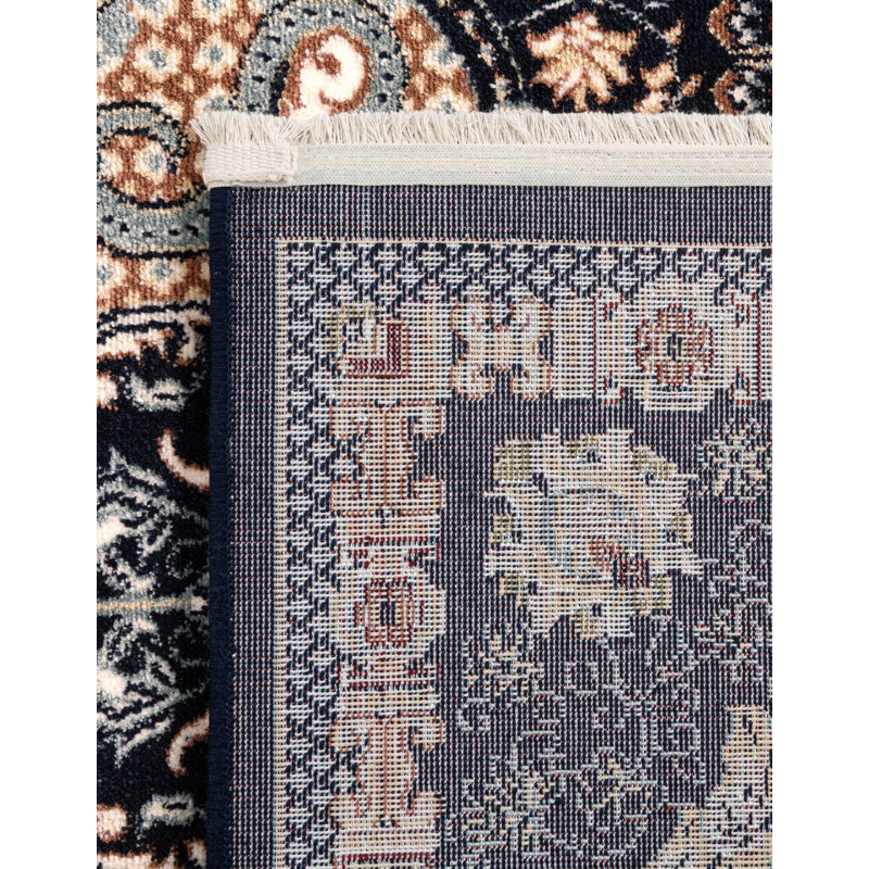 Tapis bleu marine / ivoire Eleanor, Carré 7 pi 10 po, Black