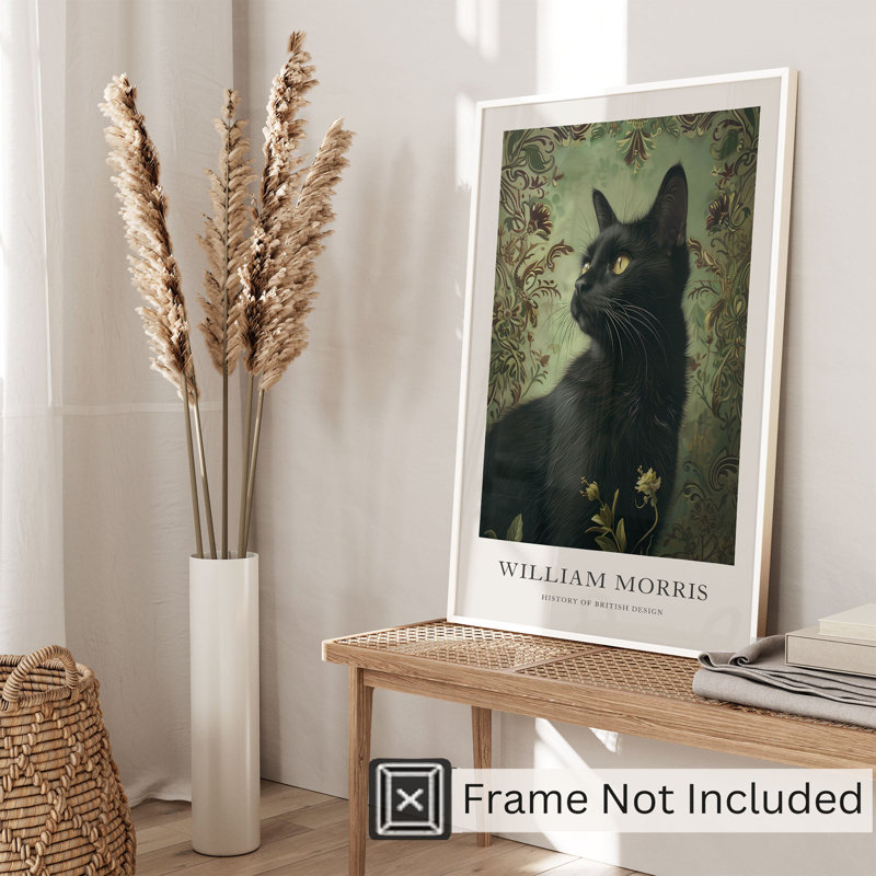 Animaux, animaux, William Morris, chat noir, chalet, reproduction d'art non encadrée, H 7 po x l 5 po