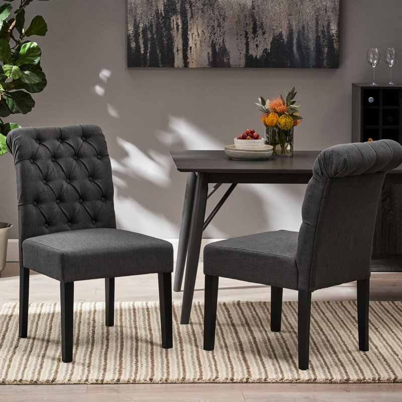 2 pièces de chaises de salle à manger gris foncé, Gris foncé