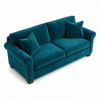 Irlanda Sofa – Made in USA, Custom Fabric Options, Classic Sofa Wholesale Sofa Furniture - Velvet Antique Peacock - Velvet