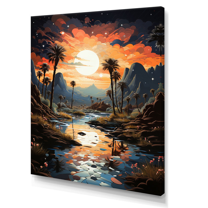 «Zahniyah Desert Oasis Silver I», reproduction sur toile, Toile tendue, 44" H x 34" W