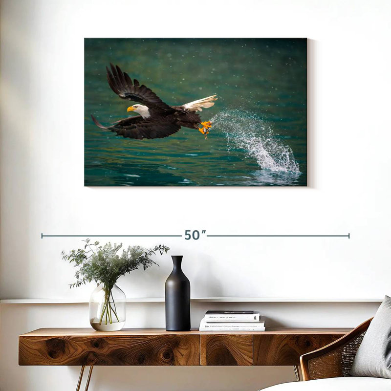 Brampt Eagle Catching Prey, 24" H x 36" W