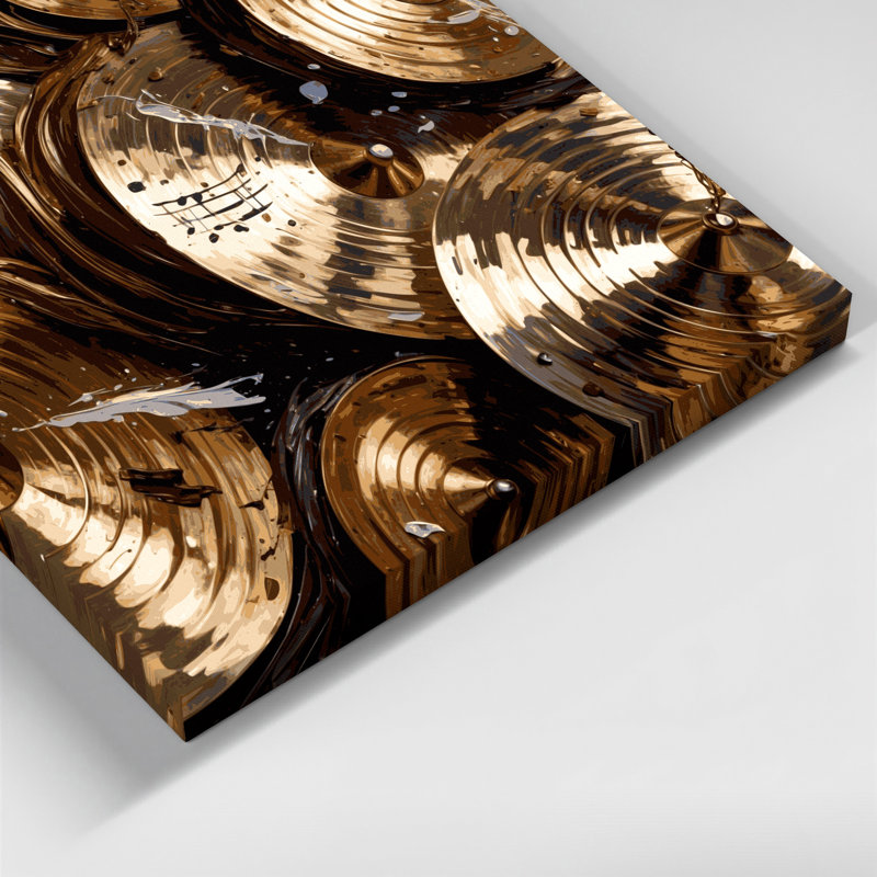 «Music Cymbals», art mural sur toile brune, H 12 po x l 12 po