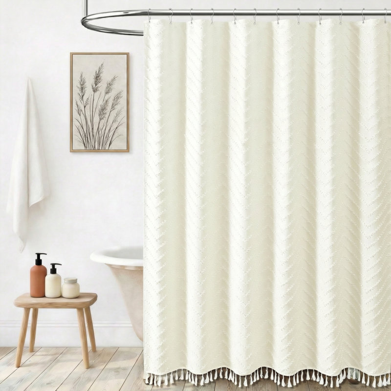Rideaux de douche Boho, H 72 po x l 72 po, Crème