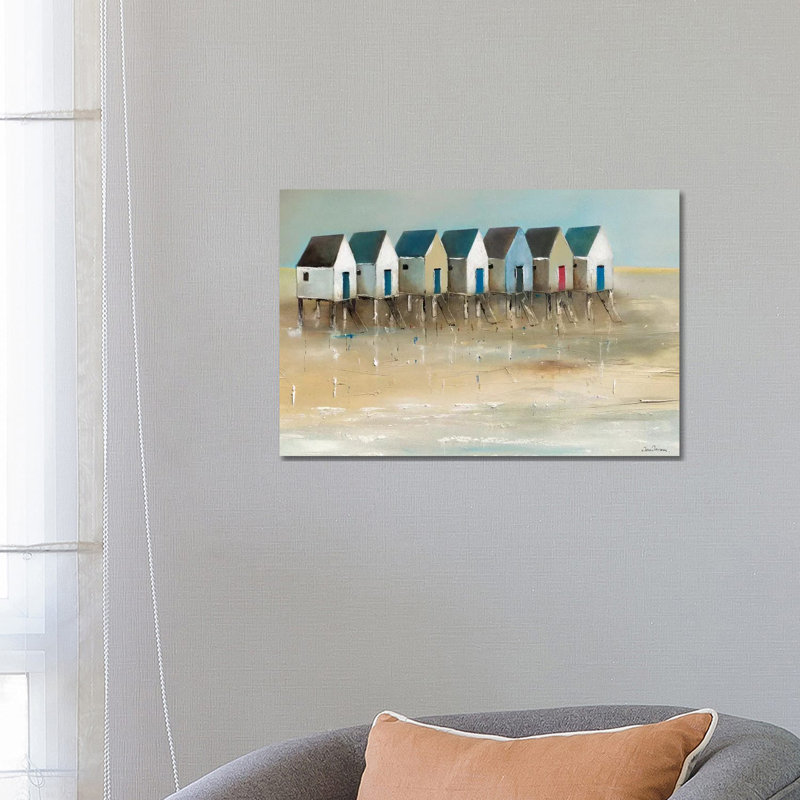 Beach Cabins I by Jean Jauneau - Wrapped Canvas Painting, 66.04 cm H x 45.72 cm W x 3.175 cm D