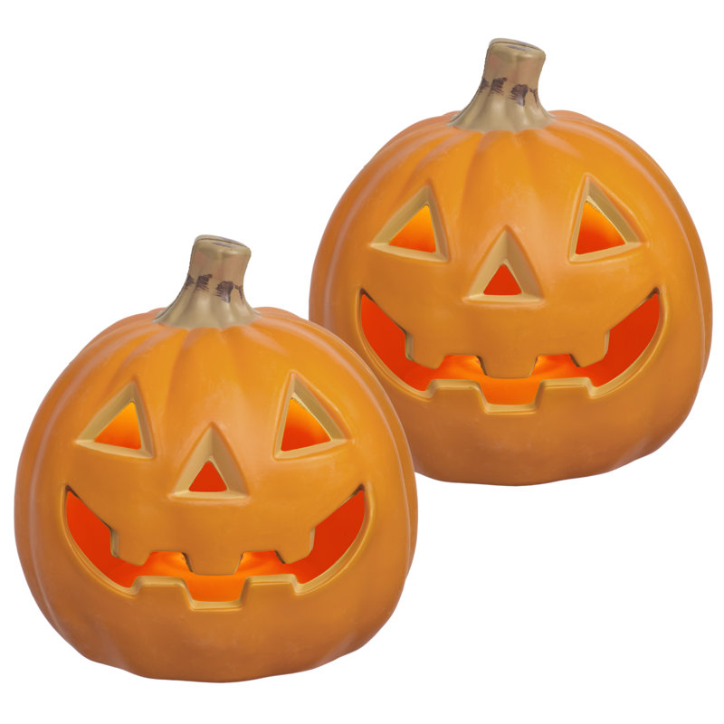 Ensemble de 2 citrouilles-lanternes illuminées à DEL de 6 po pour l'intérieur ou l'extérieur de la citrouille avec minuterie quotidienne de 8 heures