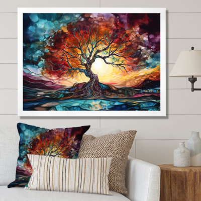 Lever de soleil coloré, paysage magique sur toile