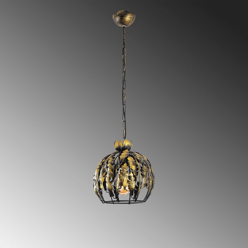 Luminaire suspendu sphère 1 lumière Mebane, Noir / Bronze