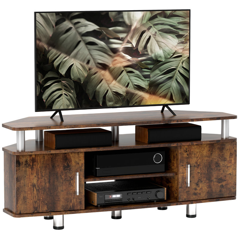 Amselmo TV Unit Cabinet with Storage Shelves Entertainment Center Rustic Brown