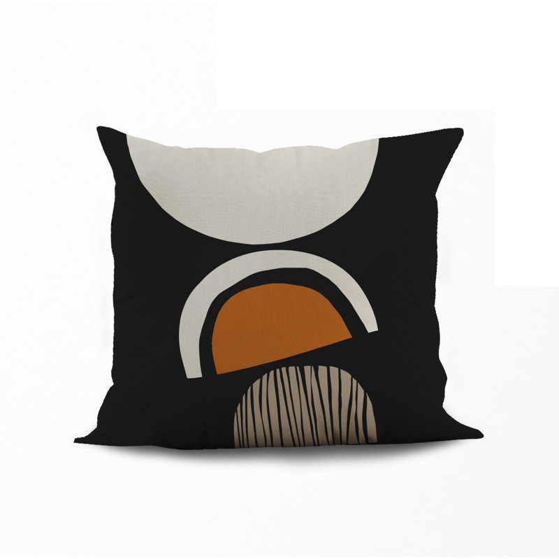 Jeté carré / extérieur en polyester Chamu, L 19 po x H 19 po, Orange / Noir