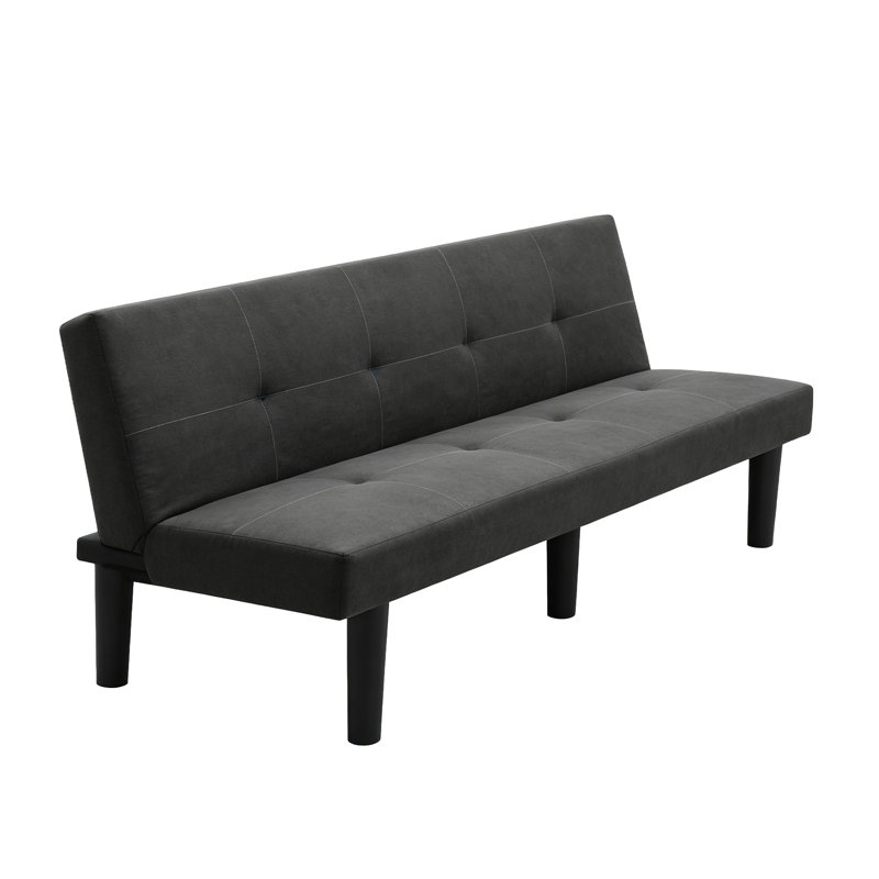 Canapé-lit 70 po en simili suède convertible 70 po avec 3 angles de dossier réglables, gris foncé