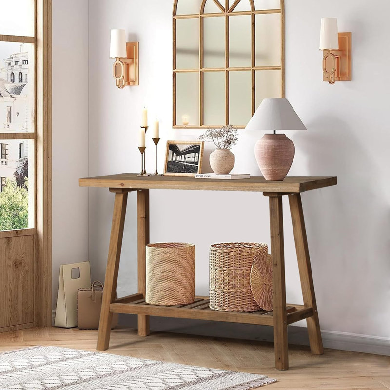 43.3" Farmhouse Entryway Table, Narrow Couch Tables Behind Sofa