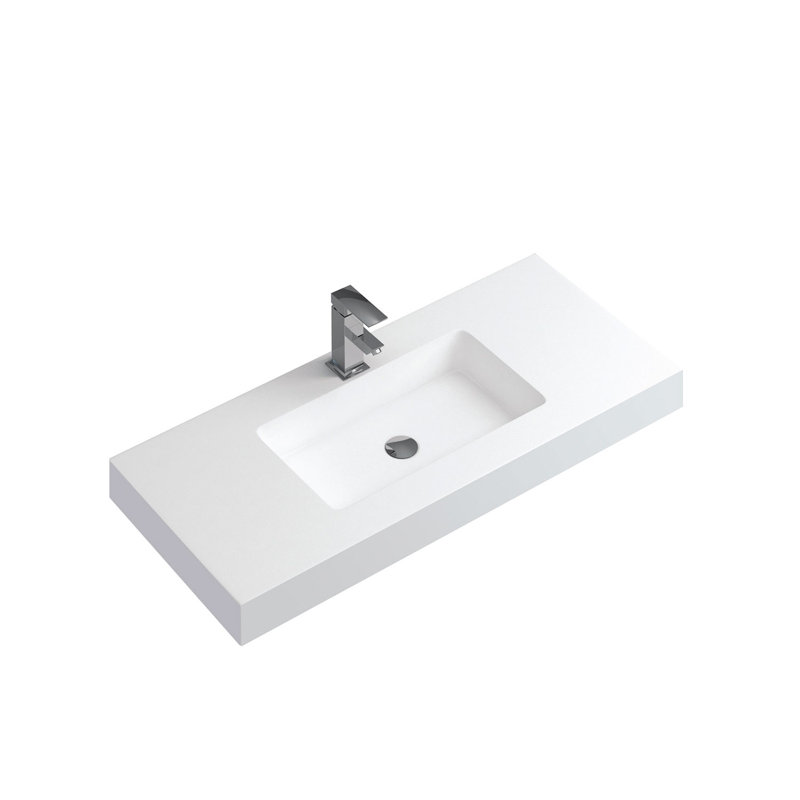 Lavabo de salle de bain vasque rectangulaire en résine blanc mat 18,12 po DAX