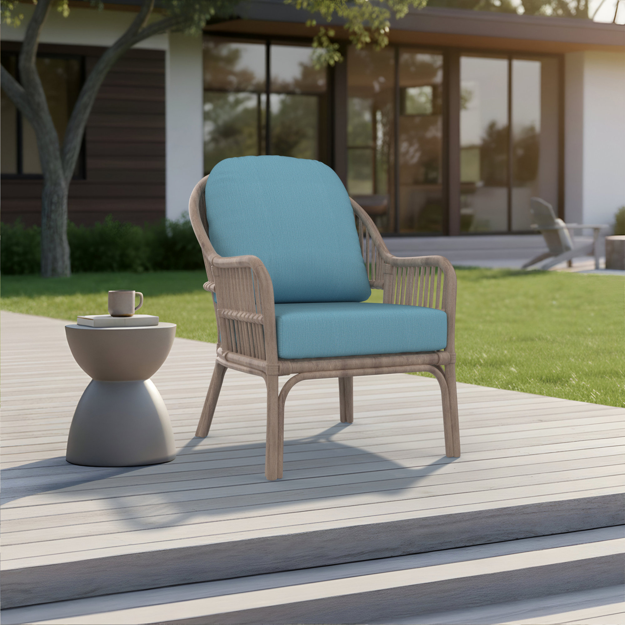 Amala Outdoor Sunbrella® Seat/Back Cushion, Cast Horizon Sunbrella® Plainweave