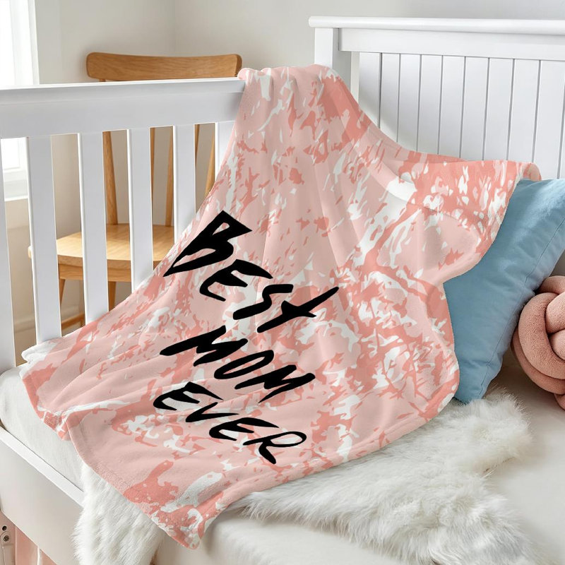 Jeté en molleton noir ultra doux en flanelle, imprimé «Best Mom Ever Happy», Jeté 30 po x 40 po