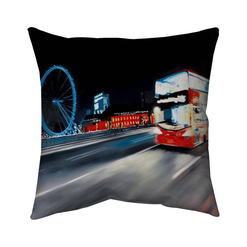 Bus travel by night - 26"x26" Throw pillow cover - Poly twill - Print on demand, Pillow Cover Only - No Insert
