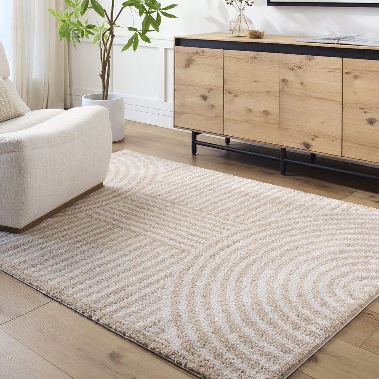 Machine Washable Shaggy Boho Beige Area Rug