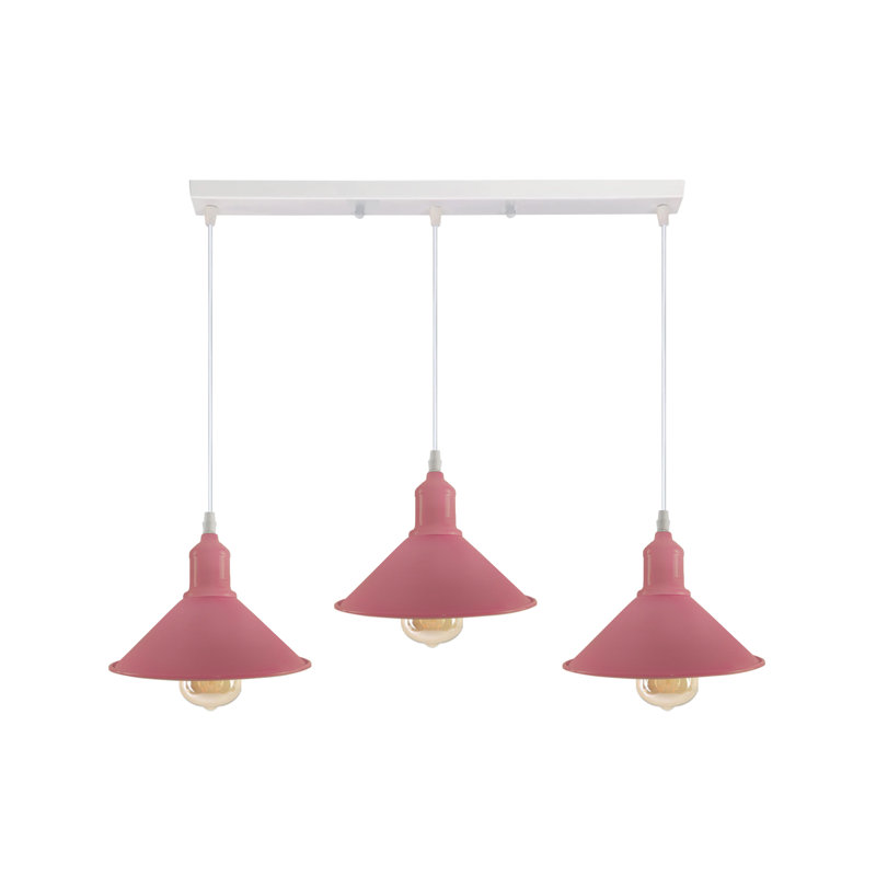 Dutcher 3 - Light Silver Kitchen Island Pendant, Yes, Pink