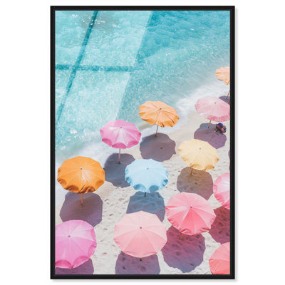 "Beach Umbrella", reproduction d'art acrylique encadrée par Art Remedy, cadre noir, 20 x 30