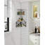 Armoire de salle de bain murale d'angle avec tablettes ouvertes et tablettes réglables, blanc