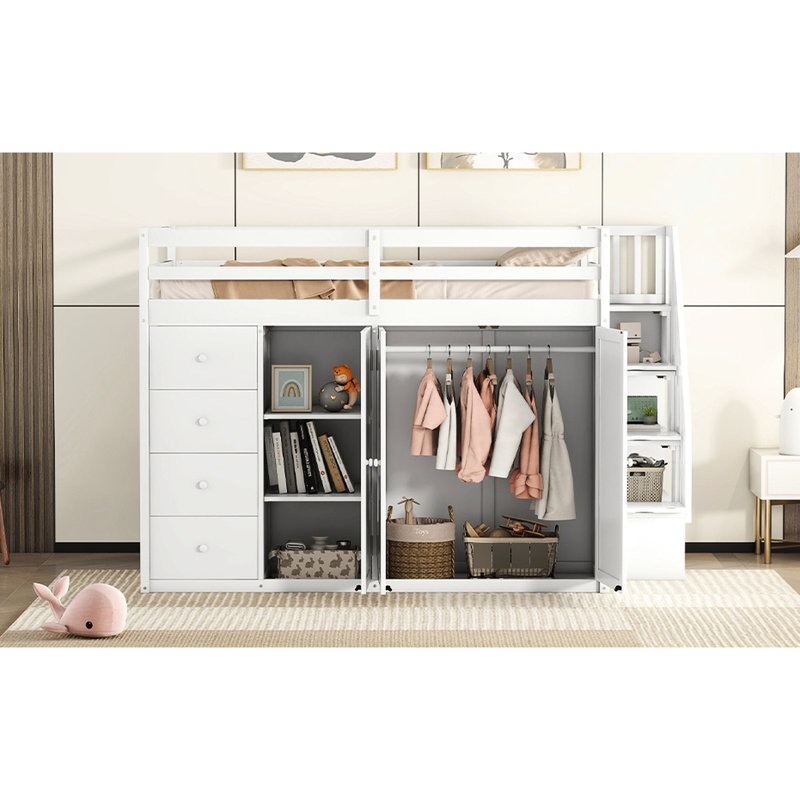 Full Size Loft Bed With Customizable Storage Options - Bedroom Furniture White Versatile Arrangements Customize Your To Perfection
