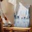 Toile Un paysage urbain moderne et épuré rendu dans un style minimaliste avec art mural de grands gratte-ciel avec des lignes tranchantes et un art mural sur toile géométrique-1921433345