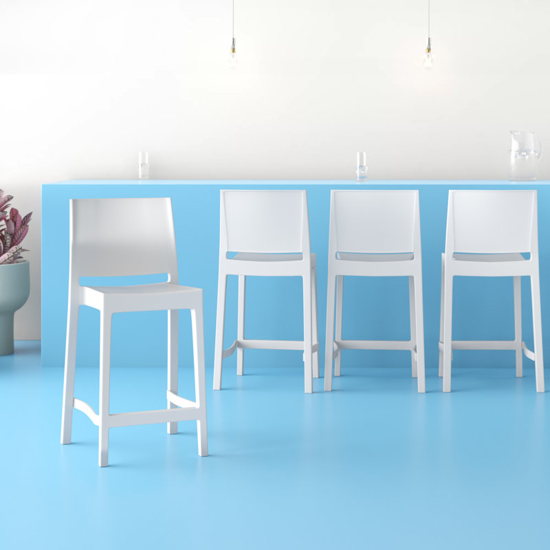 Tabouret de bar Adrienne, Blanc, 29.5"