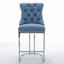 Ensemble de 2 tabourets de bar 26 po à hauteur de comptoir, tabourets de bar modernes en velours avec dossier à boutons et garniture de rivets, tabourets de bar robustes avec pieds en métal chromé, bleu clair, paquet de 2-651780223