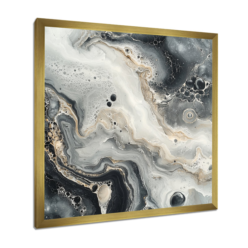 Norietta, art moderne en marbre - Mural à l'encre monochrome I, H 36 po x l 36 po, Reproduction encadrée d'une seule photo