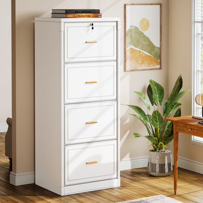 4-drawer File Cabinet, Vertical Filing Cabinet With Lock, Wood File Cabinet For Home Office