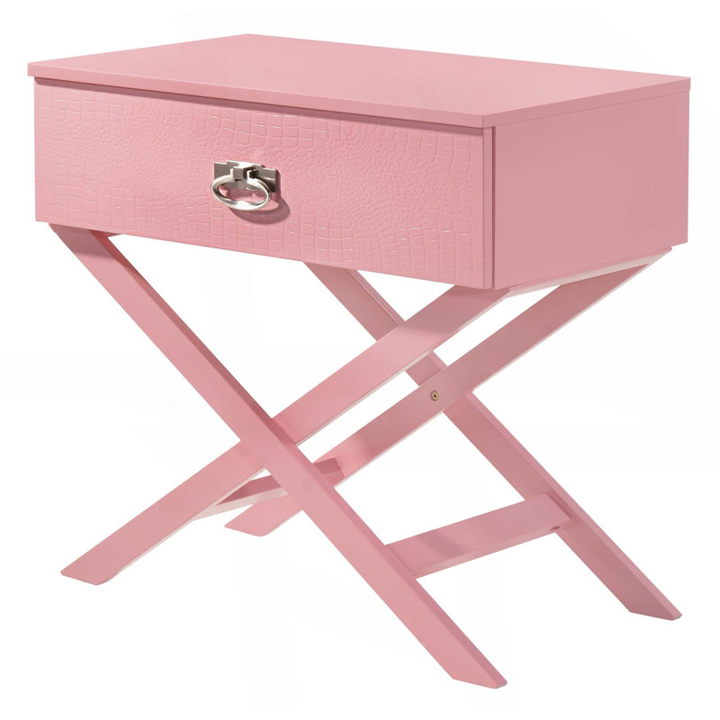 Table de chevet élégante avec rangement spacieux pour organiser les essentiels de la chambre dans un décor moderne, Rose