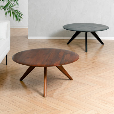 Table basse ronde en bois massif de 38 po Kaysee