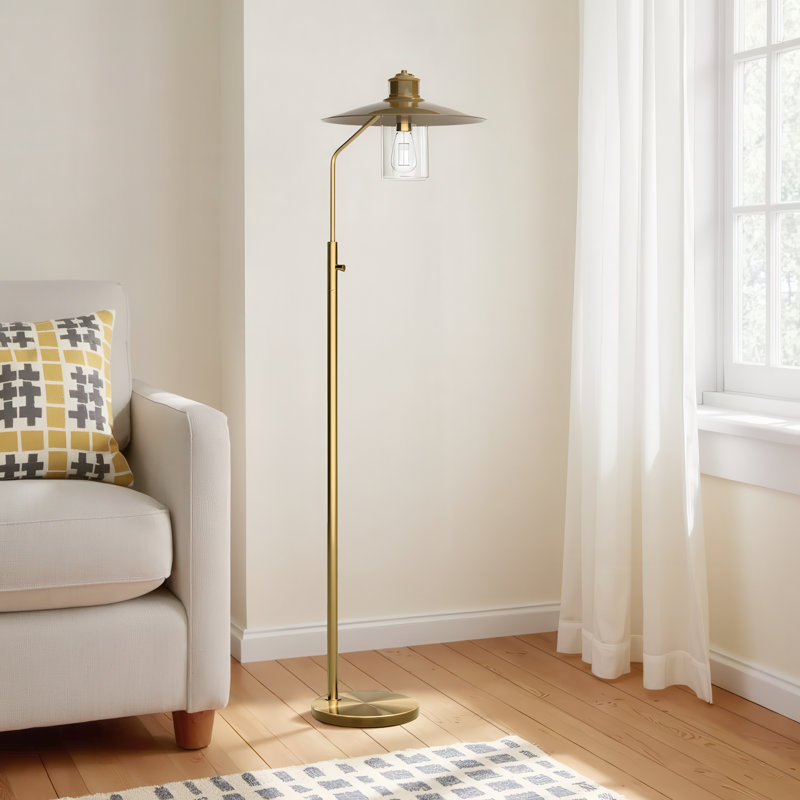 57'' Antique Brass Swing Arm Floor Lamp