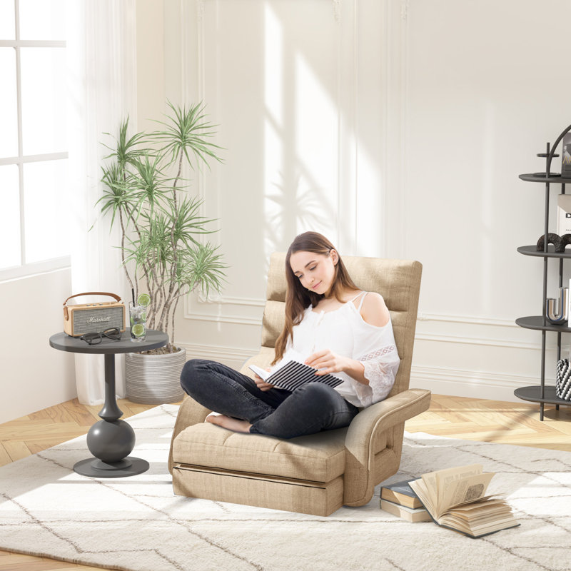 Adjustable Reclining Erogonomic Floor Game Chair With Meditation Armrest, Beige