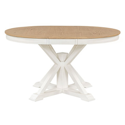 Retro Functional Extendable Dining Table With A 12" Leaf For Dining Room And Living Room