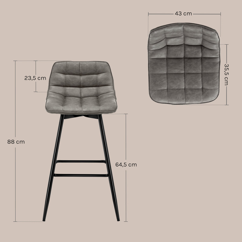 Upholstered Counter Stool with Metal Frame, 1, Dark Gray
