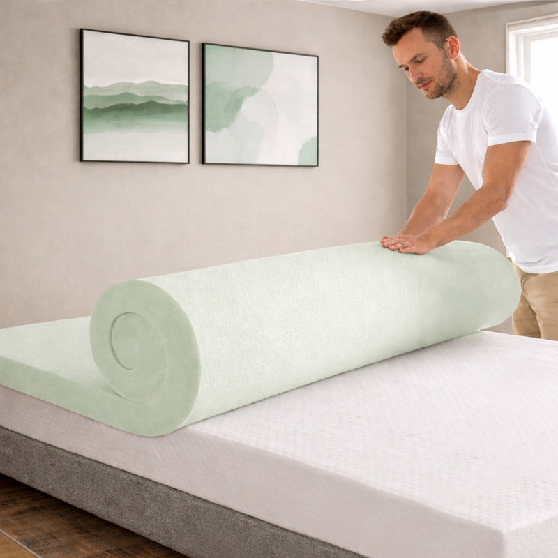 Medium Firm Density Foam Toppers with Orthopedic Benefits, Relieves Pain & Provides Back Support, Twin, 2"